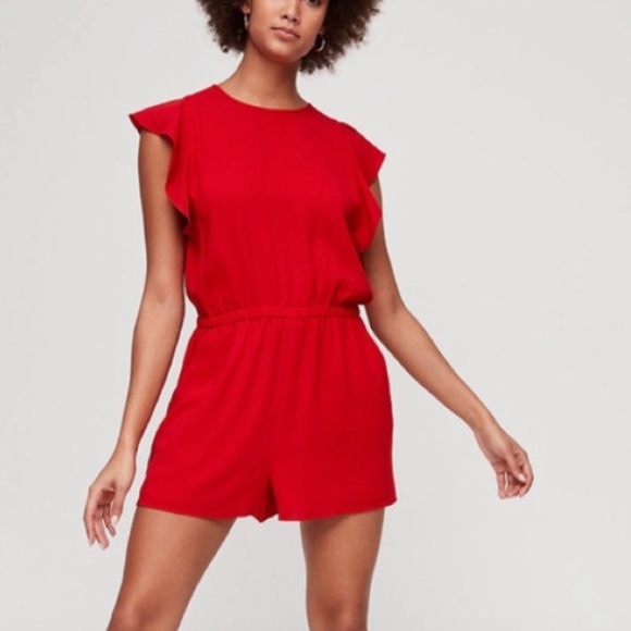 Aritzia Bavarian Red Open Back Romper - Picture 1 of 4